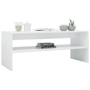 vidaXL Coffee Table High Gloss White 100x40x40 cm Engineered Wood