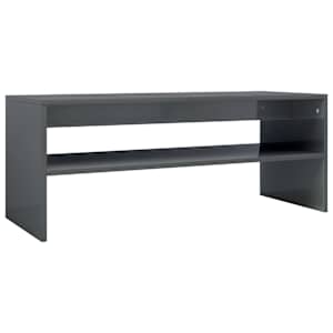 Konferenční stolek šedý vysoký lesk 100x40x40 cm dřevotříska - obrázek 2