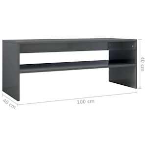 Konferenční stolek šedý vysoký lesk 100x40x40 cm dřevotříska - obrázek 6