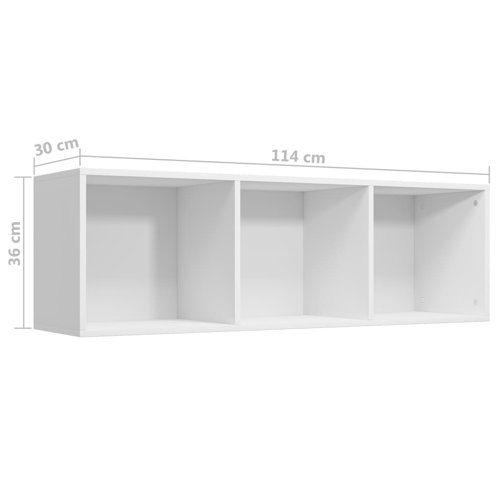 Fehér szerelt fa könyv-/TV-szekrény 36 x 30 x 114 cm 