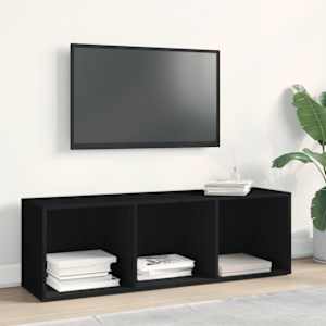 Knihovna / TV skříňka černá 36 x 30 x 114 cm dřevotříska - obrázek 6
