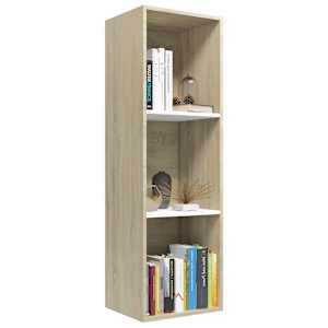vidaXL Book Cabinet/TV Cabinet White and Sonoma Oak 36x30x114 cm Engineered Wood