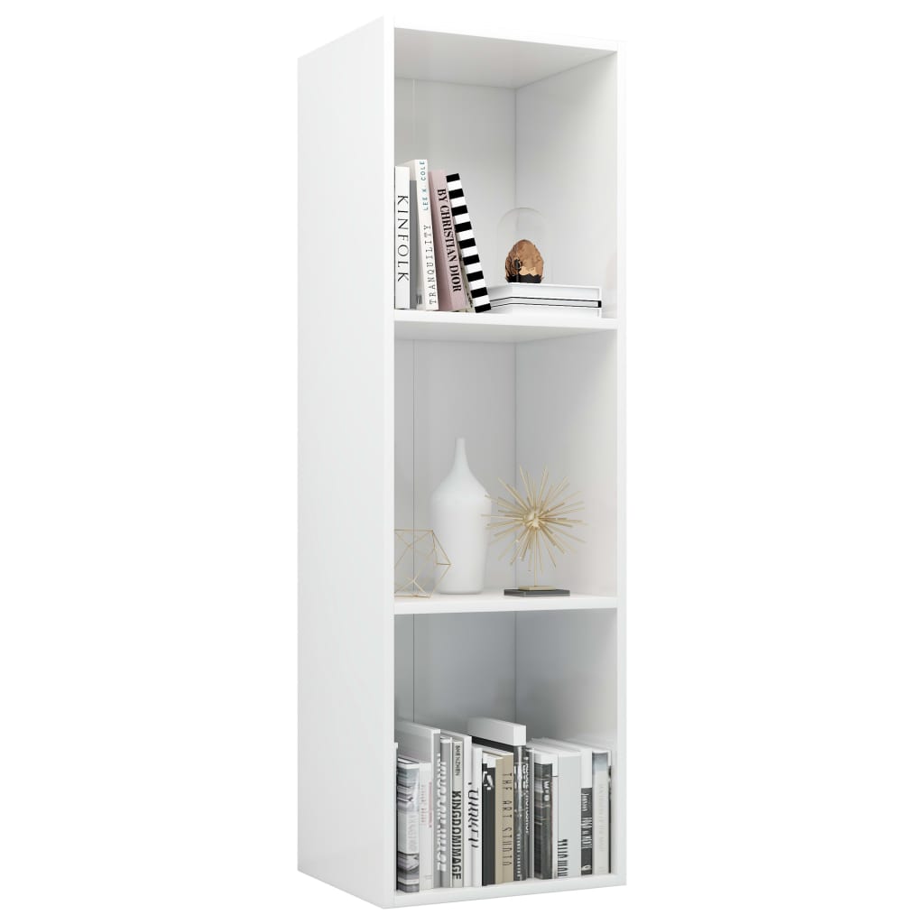 vidaXL Book Cabinet/TV Cabinet High Gloss White 36x30x114 cm Engineered Wood