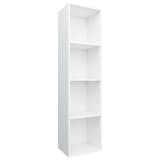 vidaXL Biblioth/èque Etag/ères /à Livres Meuble /à Livres Meuble de Rangement /à 4 Niveaux Stockage Salon Bureau Blanc Brillant 40x30x151,5 cm Agglom/ér/é