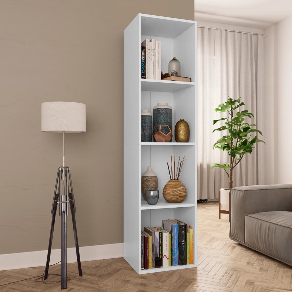 vidaXL Bibliotecă/Comodă TV, alb, 36 x 30 x 143 cm, PAL vidaXL imagine model 2022