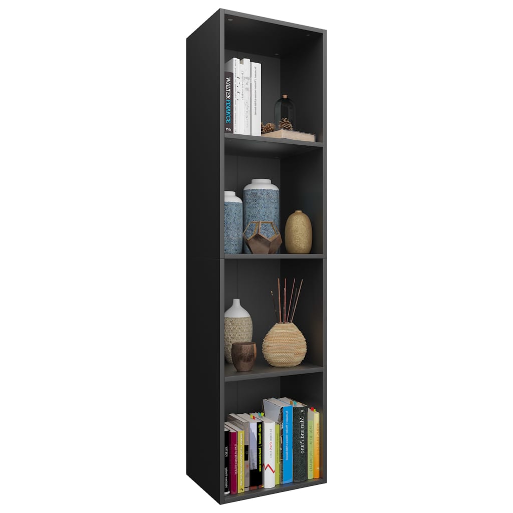 Fekete szerelt fa könyv-/TV-szekrény 36 x 30 x 143 cm 