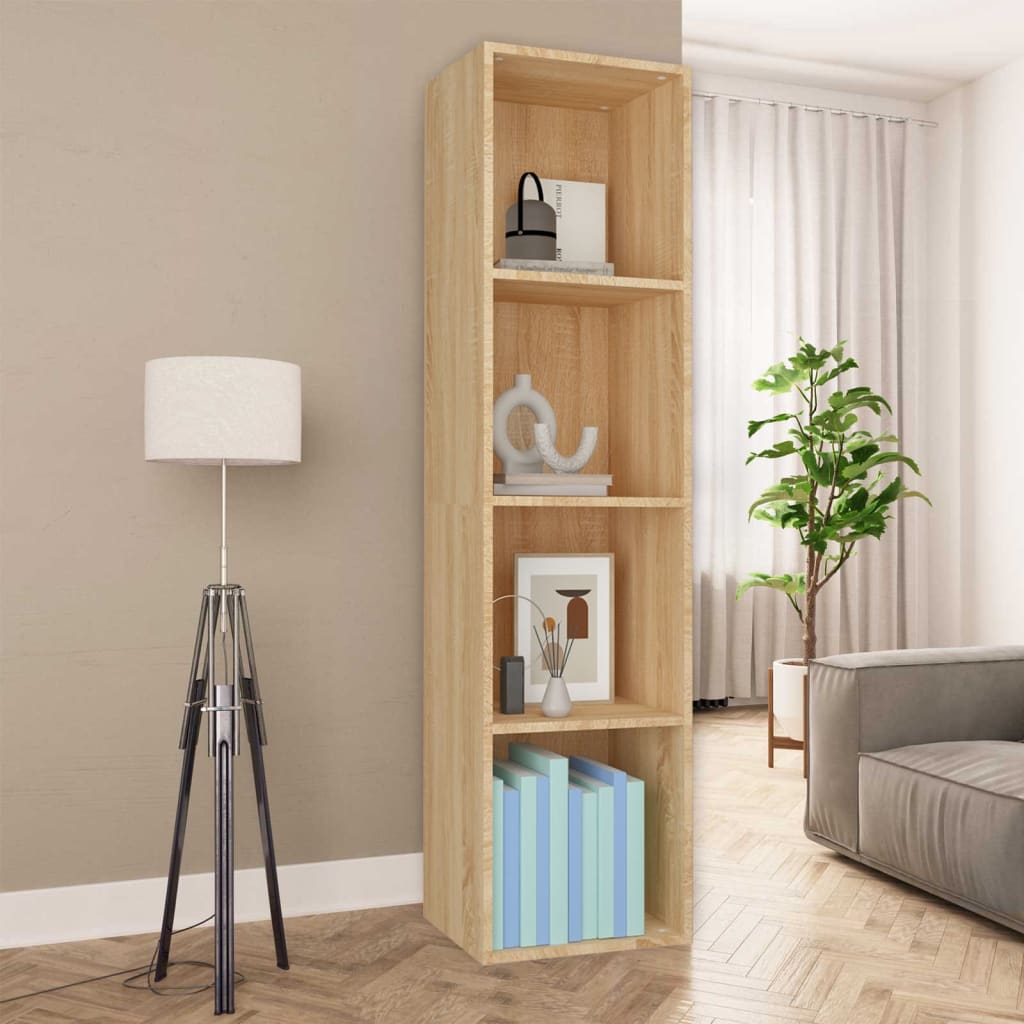 Sonoma tölgy színű szerelt fa könyv-/TV-szekrény 36x30x143 cm 