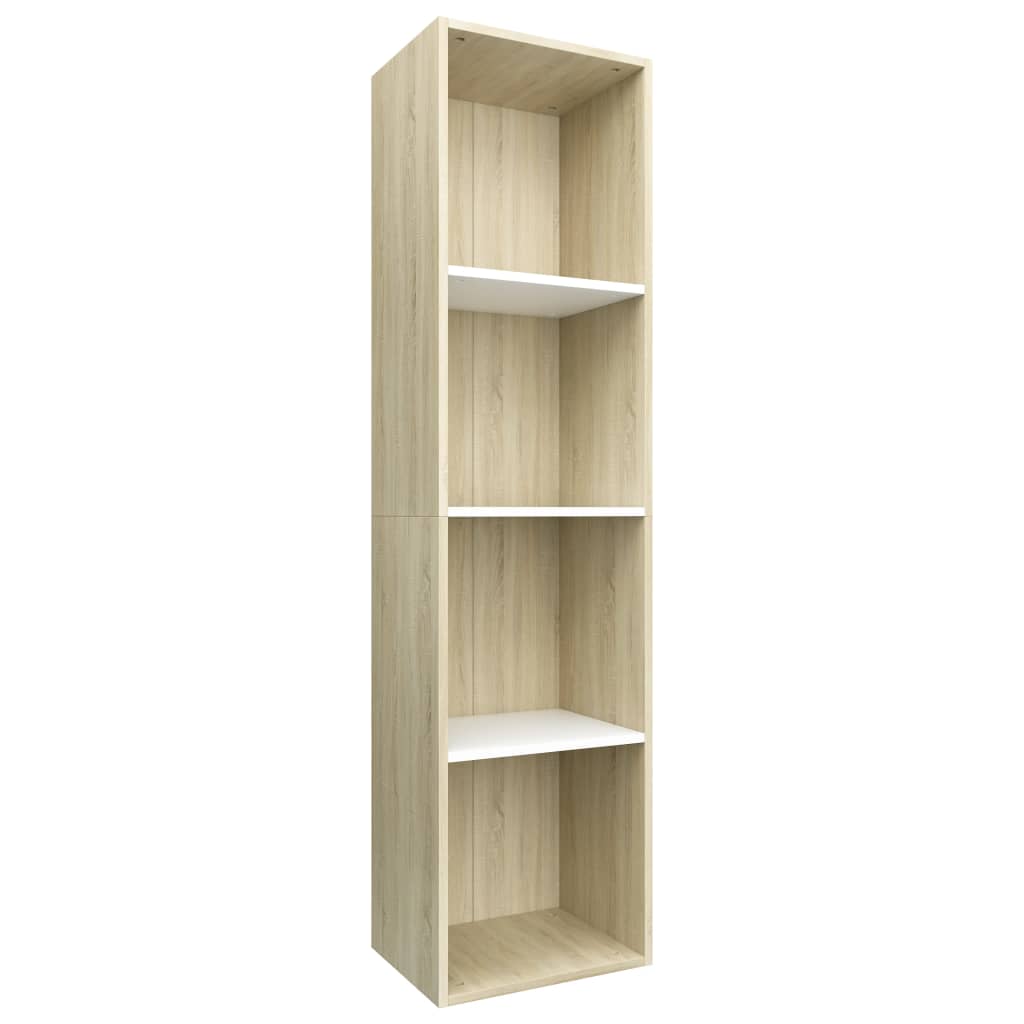 

vidaXL Book Cabinet/TV Cabinet White and Sonoma Oak 14.2"x11.8"x56.3" Engineered Wood