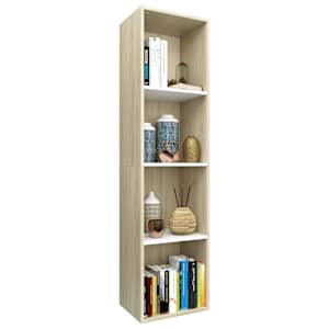 vidaXL Spintelė knygoms/TV, balta/ąžuolo, 36x30x143cm, mediena
