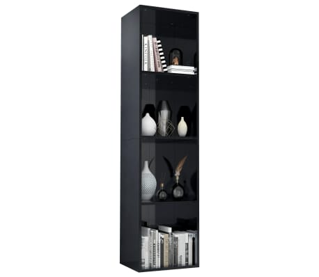 vidaXL Spint. knyg./telev., juoda, 36x30x143cm, med. drož. pl., blizgi