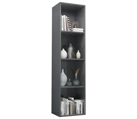 vidaXL Spint. knyg./telev., pilka, 36x30x143cm, med. drož. pl., blizgi