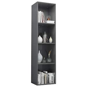 vidaXL Spint. knyg./telev., pilka, 36x30x143cm, med. drož. pl., blizgi