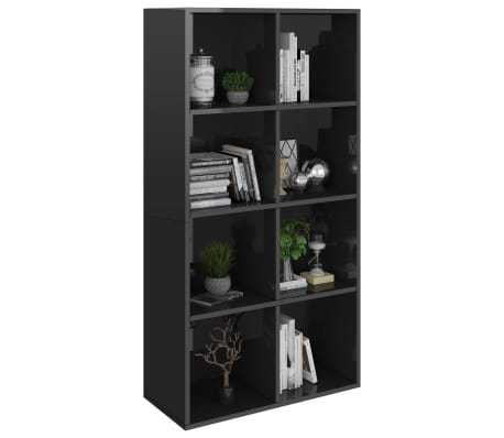 vidaXL Book Cabinet/Sideboard High Gloss Black 66x30x130 cm Engineered Wood