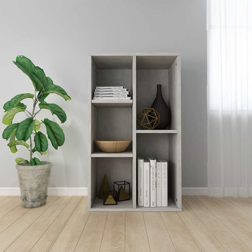vidaXL Bibliotecă/Dulap, gri beton, 50x25x80 cm, lemn prelucrat
