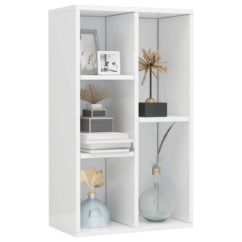 vidaXL Bibliotecă/Dulap, alb extralucios, 50x25x80 cm, lemn prelucrat