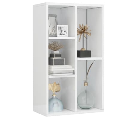 vidaXL grāmatu plaukts, 50x25x80 cm, spīdīgi balts, inženierijas koks