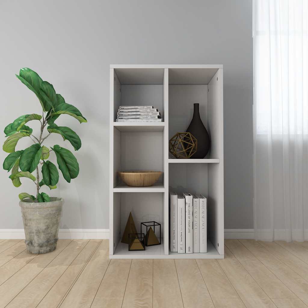 vidaXL Bibliotecă/Dulap, alb extralucios, 50x25x80 cm, lemn prelucrat