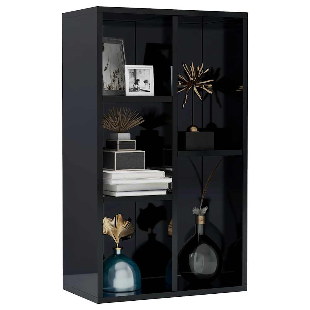 

vidaXL Boekenkast/dressoir 50x25x80 cm spaanplaat hoogglans zwart