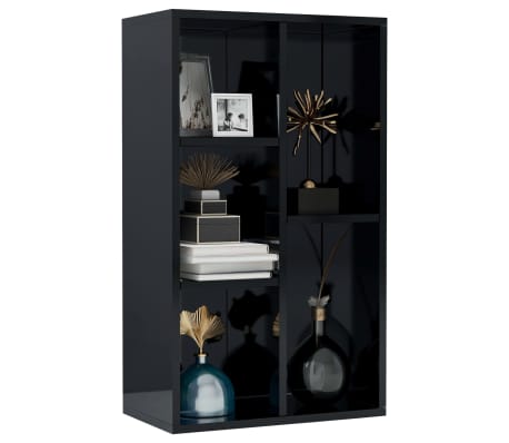 vidaXL Book Cabinet/Sideboard High Gloss Black 50x25x80 cm Engineered Wood