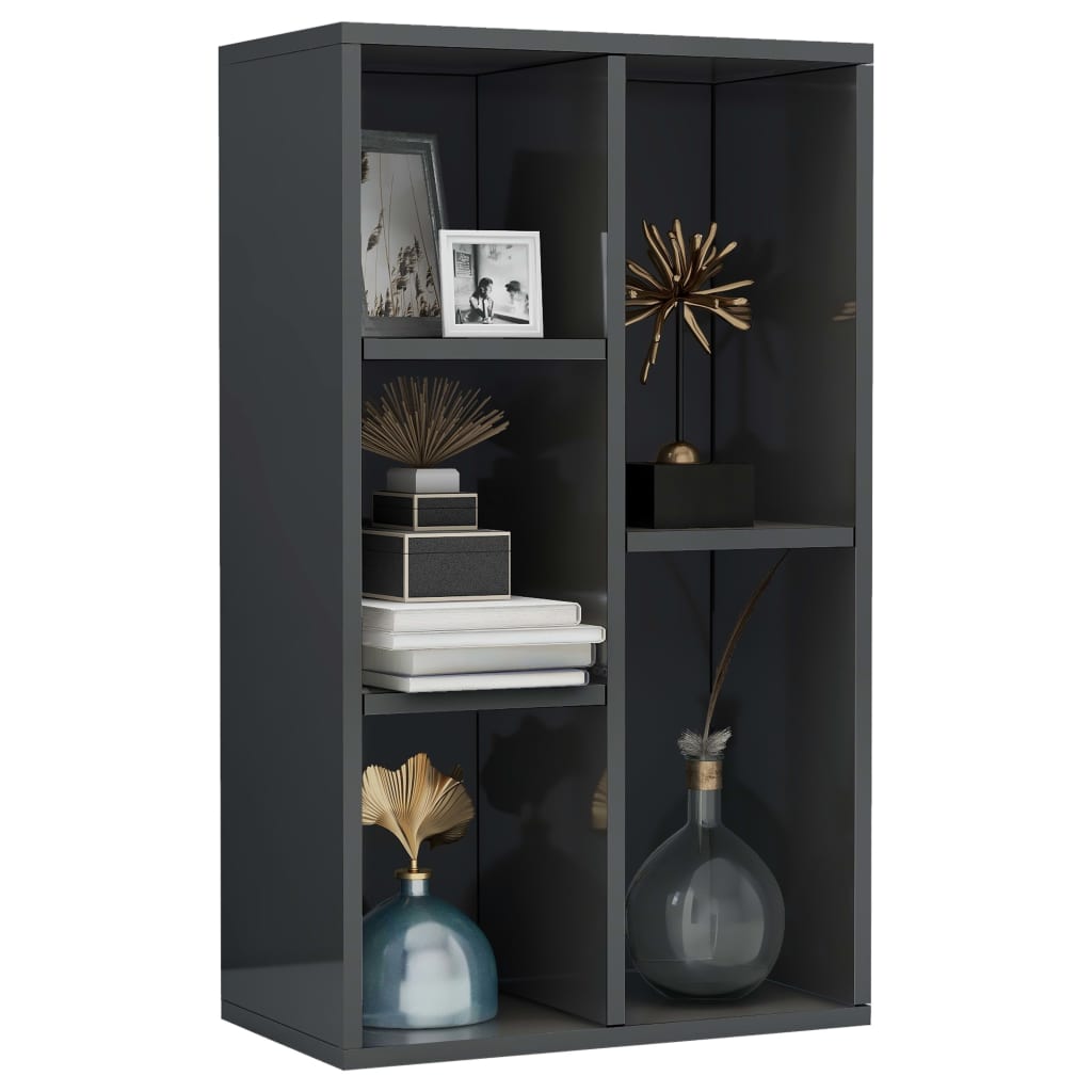 

vidaXL Boekenkast/dressoir 50x25x80 cm spaanplaat hoogglans grijs