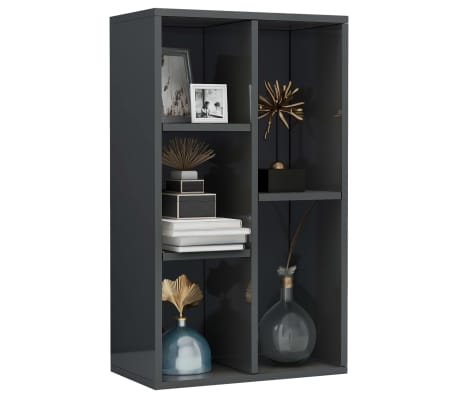 vidaXL Book Cabinet/Sideboard High Gloss Grey 50x25x80 cm Engineered Wood