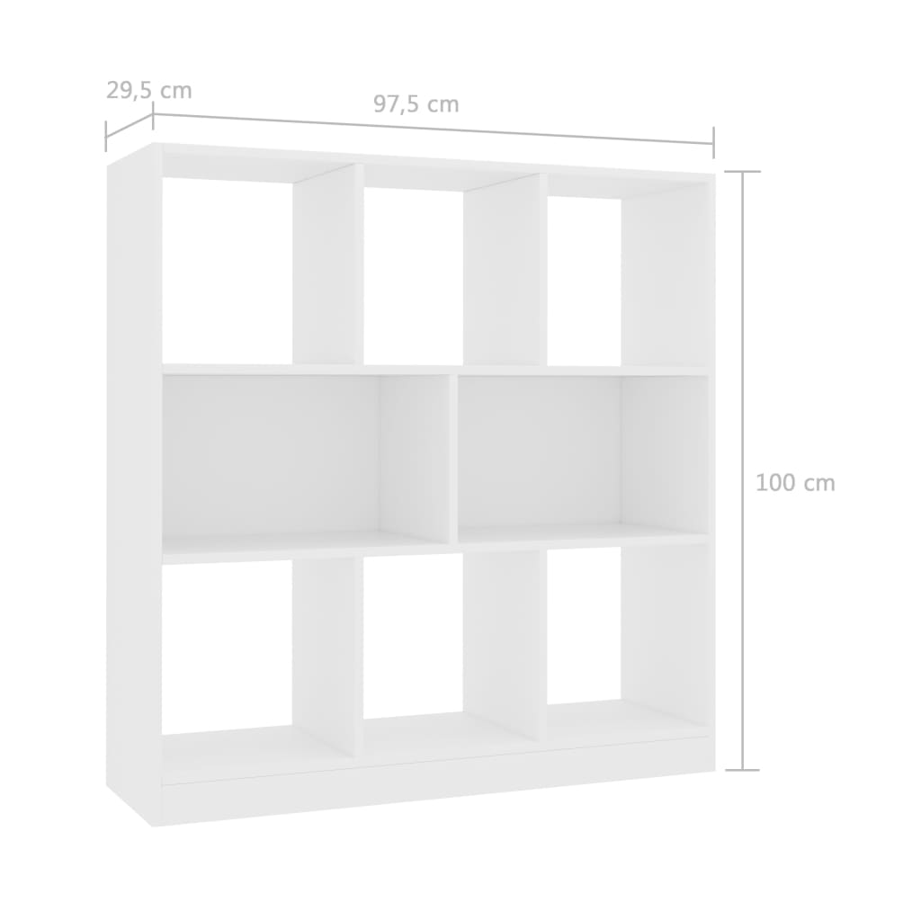 Fehér forgácslap könyvszekrény 97,5 x 29,5 x 100 cm 