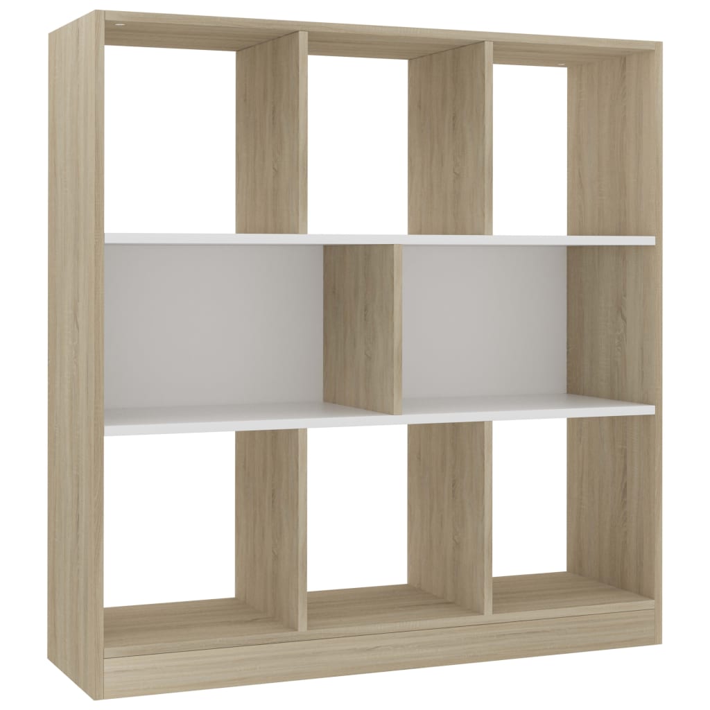 

vidaXL Book Cabinet White and Sonoma Oak 38.4"x11.6"x39.4" Engineered Wood