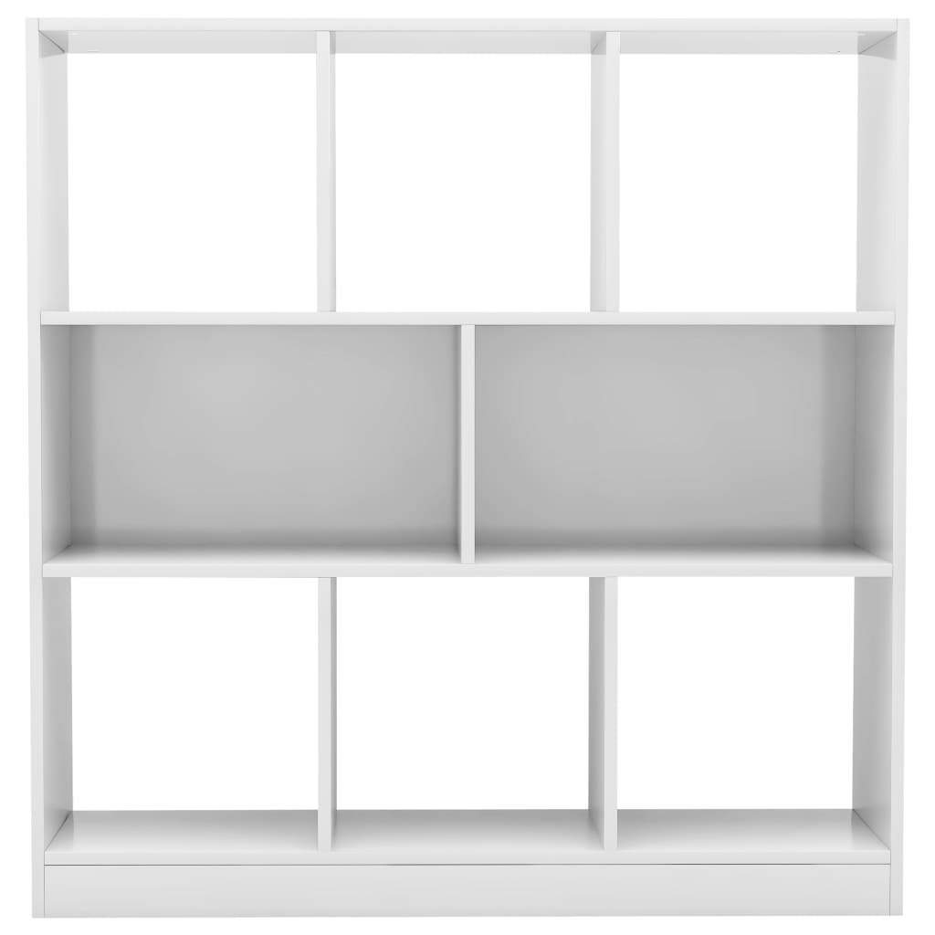 Magasfényű fehér forgácslap könyvszekrény 97,5 x 29,5 x 100 cm 