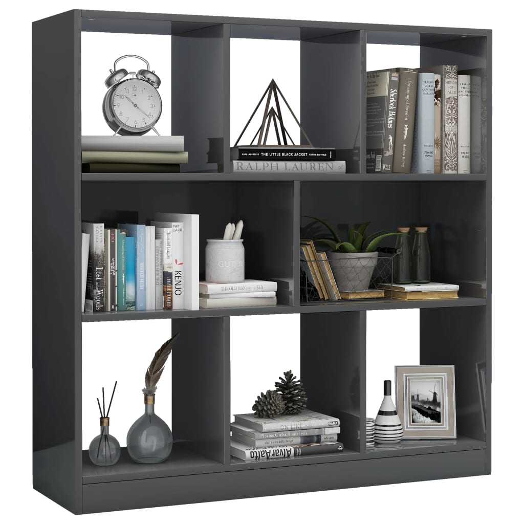 

vidaXL Boekenkast 97,5x29,5x100 cm bewerkt hout hoogglans grijs