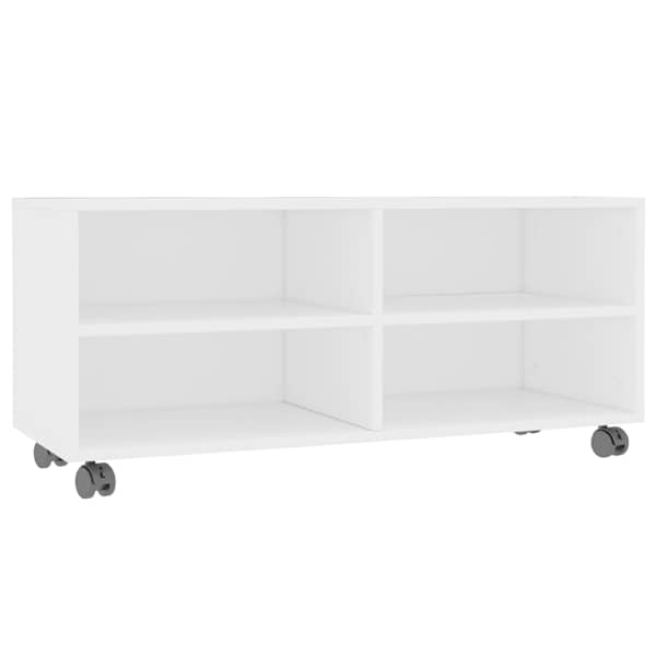 vidaXL ratastel telerialus, valge, 90 x 35 x 35 cm, tehispuit