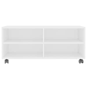 TV stolek s kolečky bílý 90 x 35 x 35 cm kompozitní dřevo - obrázek 4