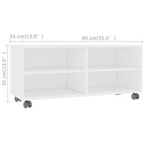 TV stolek s kolečky bílý 90 x 35 x 35 cm kompozitní dřevo - obrázek 6
