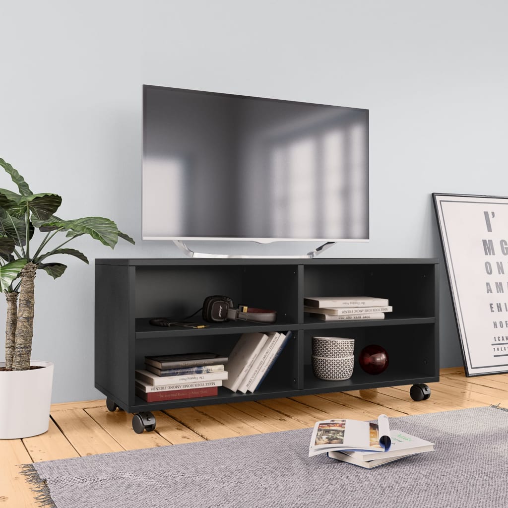 vidaXL Szafka pod TV, czarna, 90x35x35 cm, materia drewnopochodny