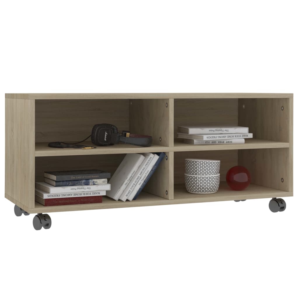 

vidaXL Tv-meubel met wieltjes 90x35x35 cm spaanplaat sonoma eikenkleur