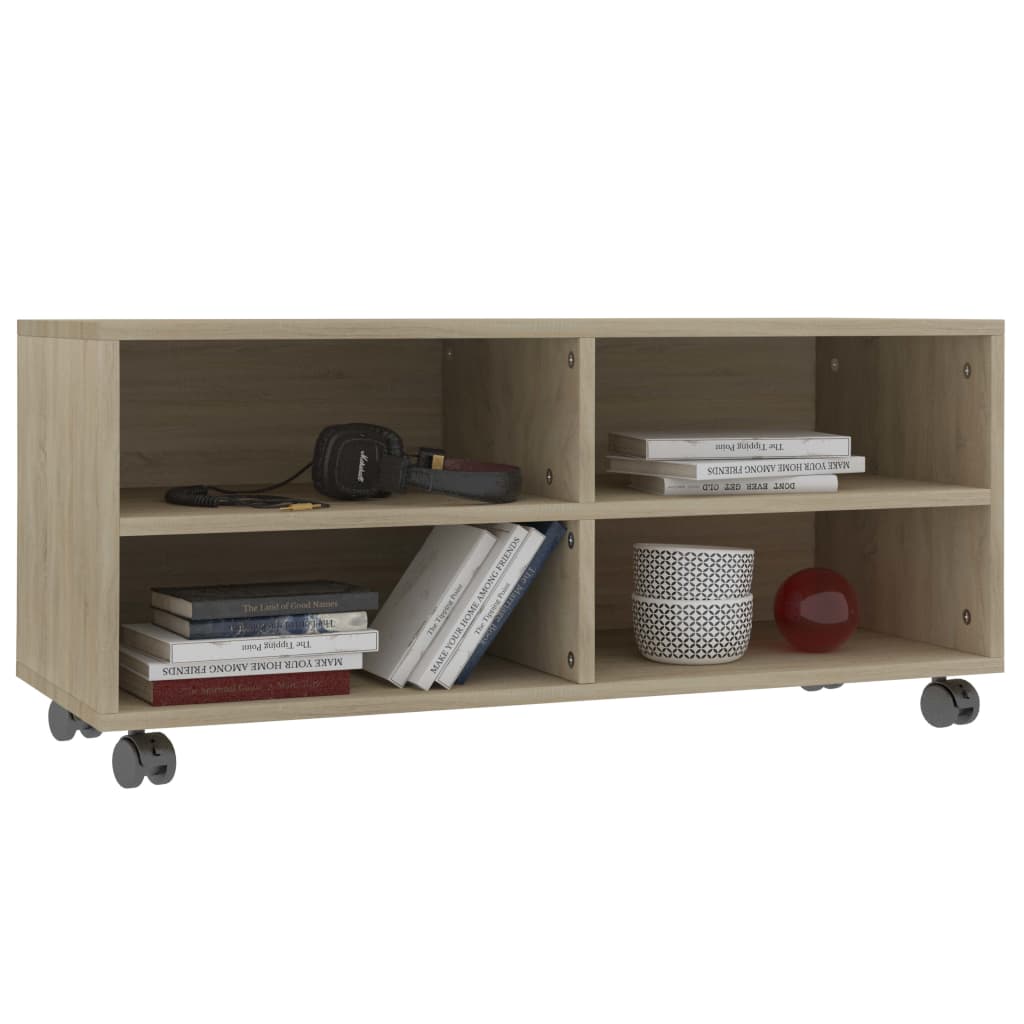 vidaXL Tv-meubel met wieltjes 90x35x35 cm bewerkt hout sonoma eiken afbeelding