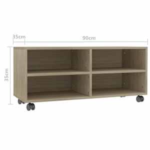 TV stolek s kolečky dub sonoma 90 x 35 x 35 cm kompozitní dřevo - obrázek 6