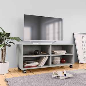 TV stolek s kolečky betonově šedý 90x35x35 cm kompozitní dřevo - obrázek 1