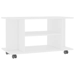 TV stolek s kolečky bílý 80 x 40 x 45 cm kompozitní dřevo - obrázek 2