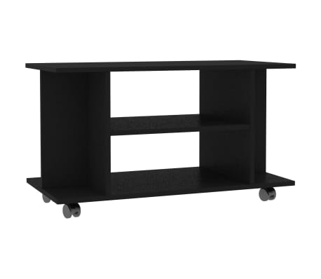 Vidaxl Tv Cabinet With Castors Black 31 5 X15 7 X15 7 Chipboard