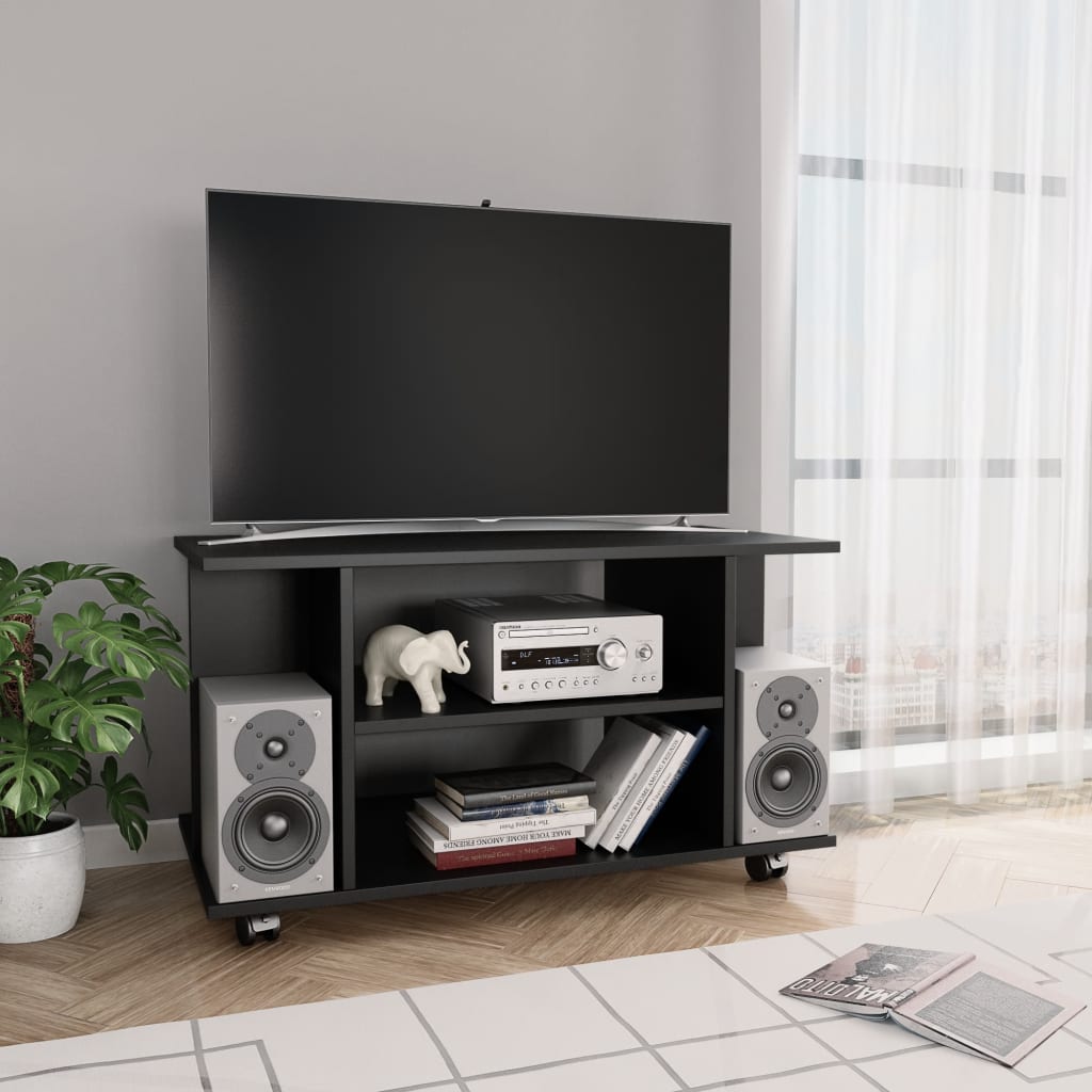 vidaXL Szafka pod TV, czarna, 80x40x45 cm, materia drewnopochodny