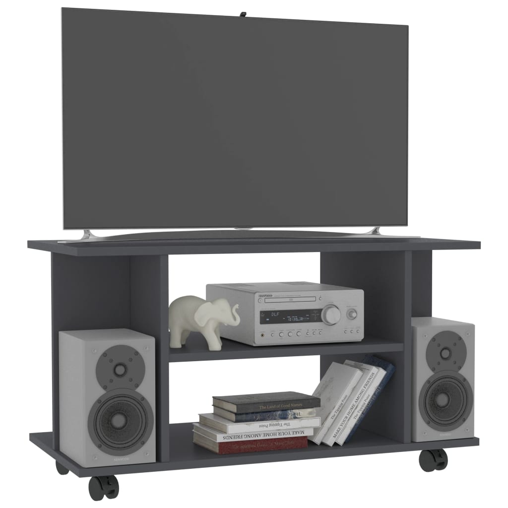 vidaXL TV Stand with Castors Gray 31.5"x15.7"x15.7" Engineered Wood