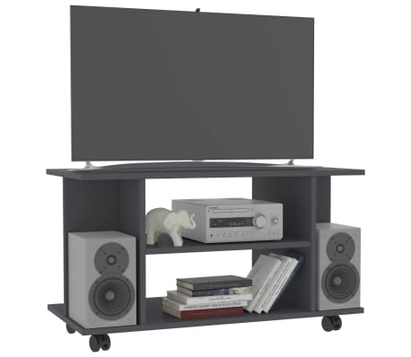 vidaXL TV Stand with Castors Gray 31.5"x15.7"x15.7" Engineered Wood