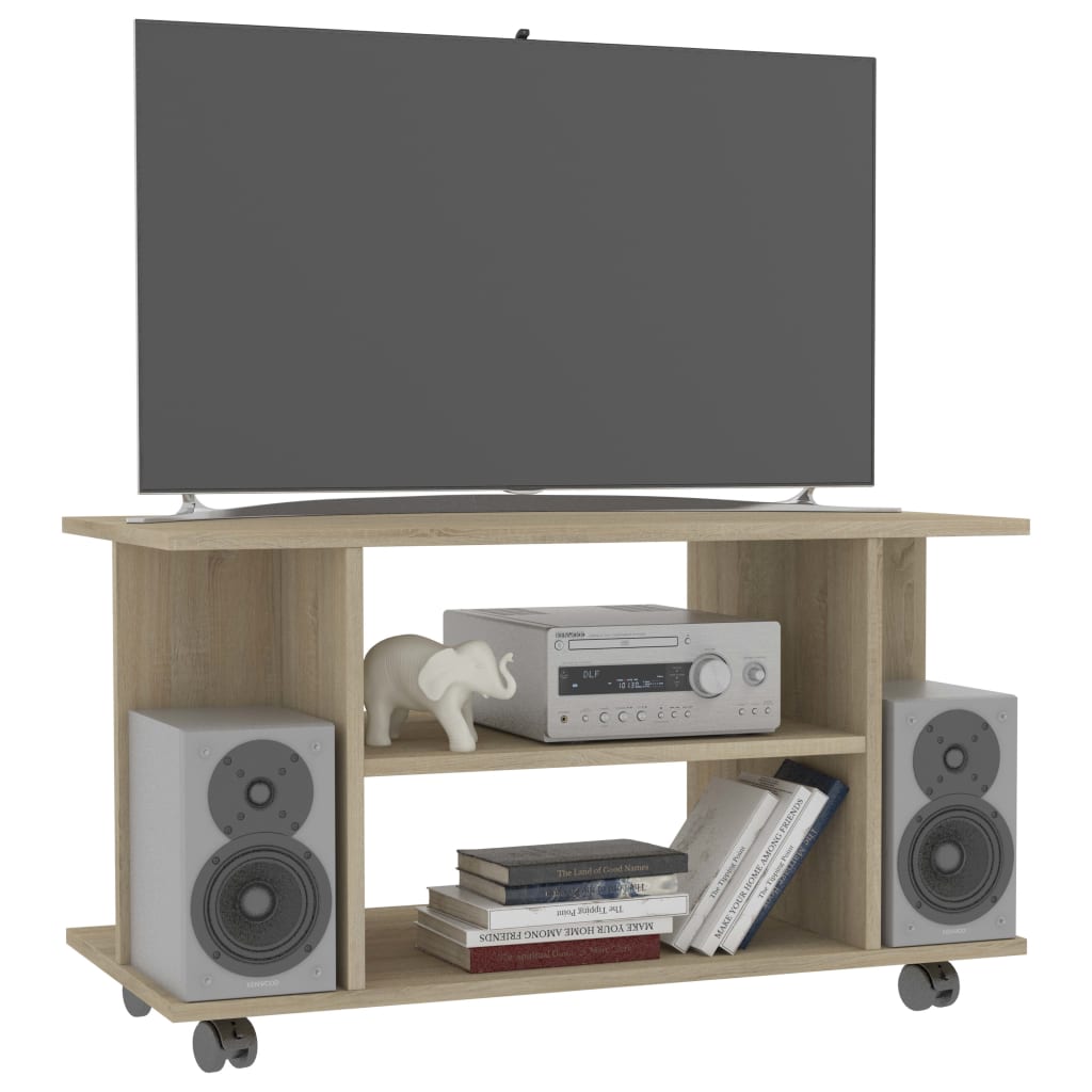 

vidaXL Tv-meubel met wieltjes 80x40x40 cm spaanplaat sonoma eikenkleur