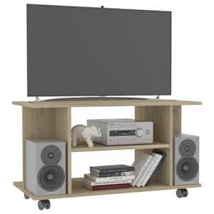TV stolek s kolečky dub sonoma 80 x 40 x 45 cm kompozitní dřevo - obrázek 3