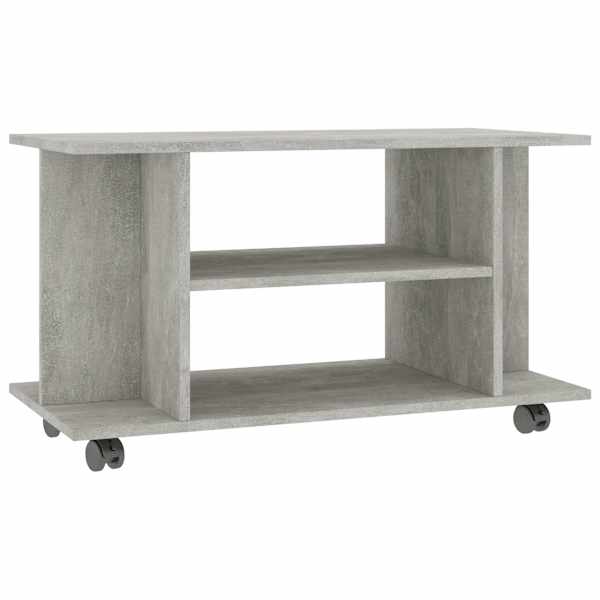 vidaXL ratastega telerikapp, betoonhall, 80 x 40 x 45 cm, tehispuit