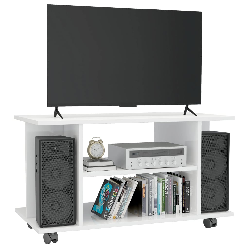 

vidaXL Tv-meubel met wieltjes 80x40x40 cm spaanplaat hoogglans wit