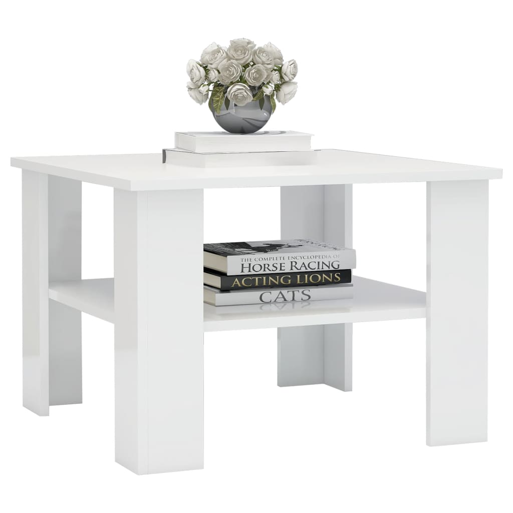 

vidaXL Salontafel 60x60x42 cm spaanplaat hoogglans wit