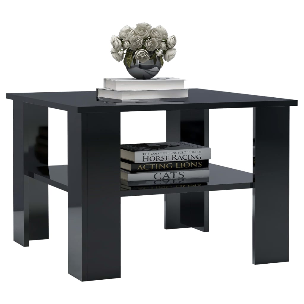

vidaXL Salontafel 60x60x42 cm bewerkt hout hoogglans zwart