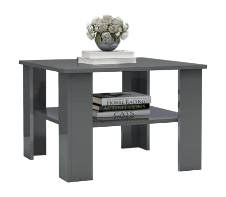 vidaXL Coffee Table High Gloss Grey 60x60x42 cm Engineered Wood