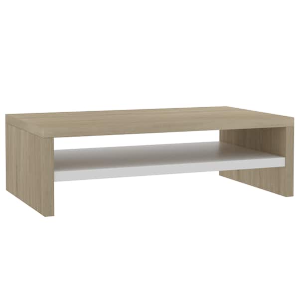 vidaXL monitorialus, valge, Sonoma tamm, 42x24x13 cm, puitlaastplaat